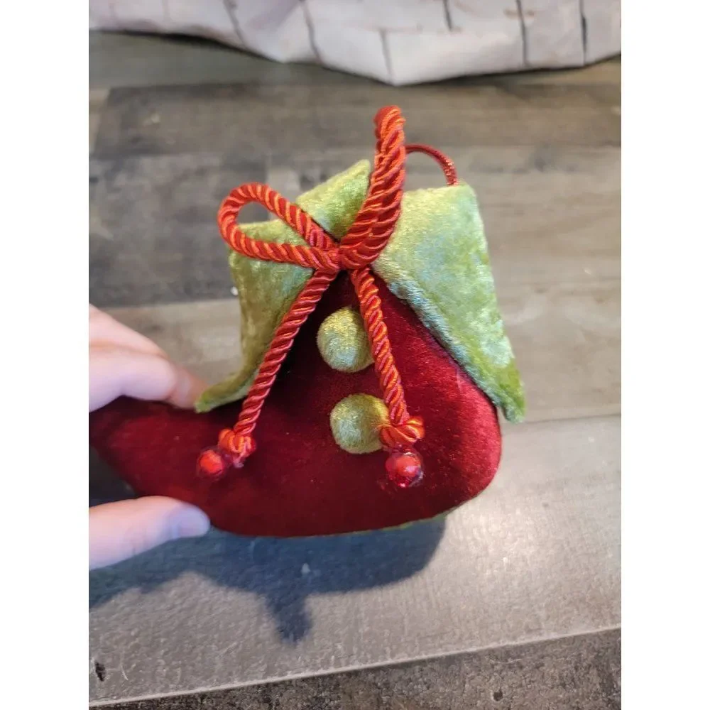 Red green‎ elf boot shoe xmas plush ornament